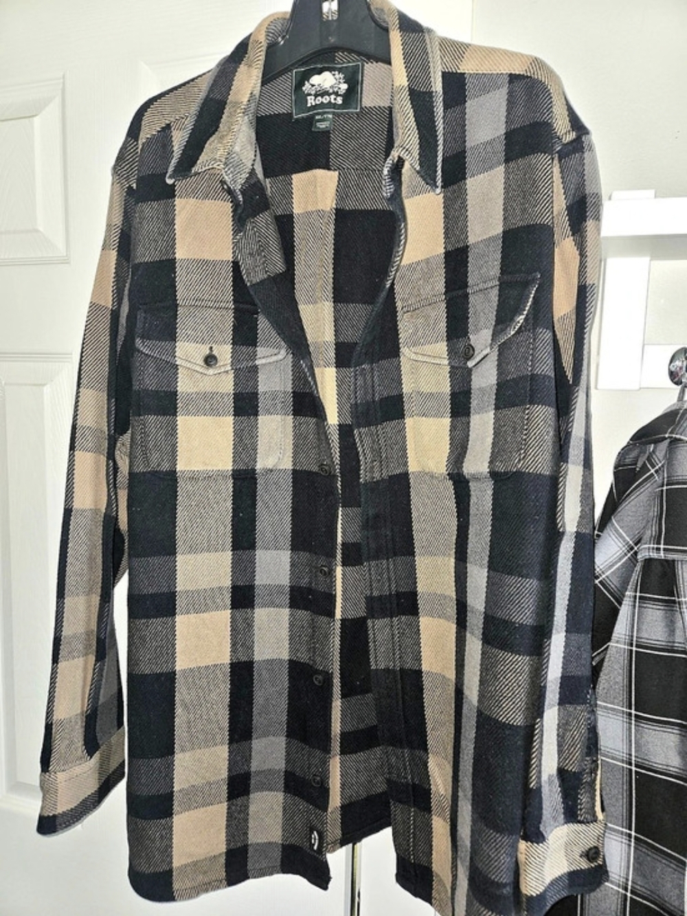 Roots Plaid Heavy Wool Blend Jacket Size XXL